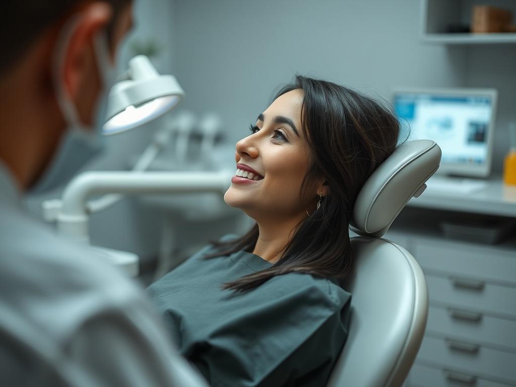 a person in the dentist's chairфото