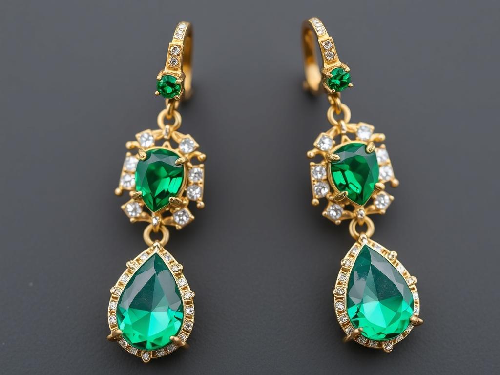 earrings with emerald earrings with emeraldфото